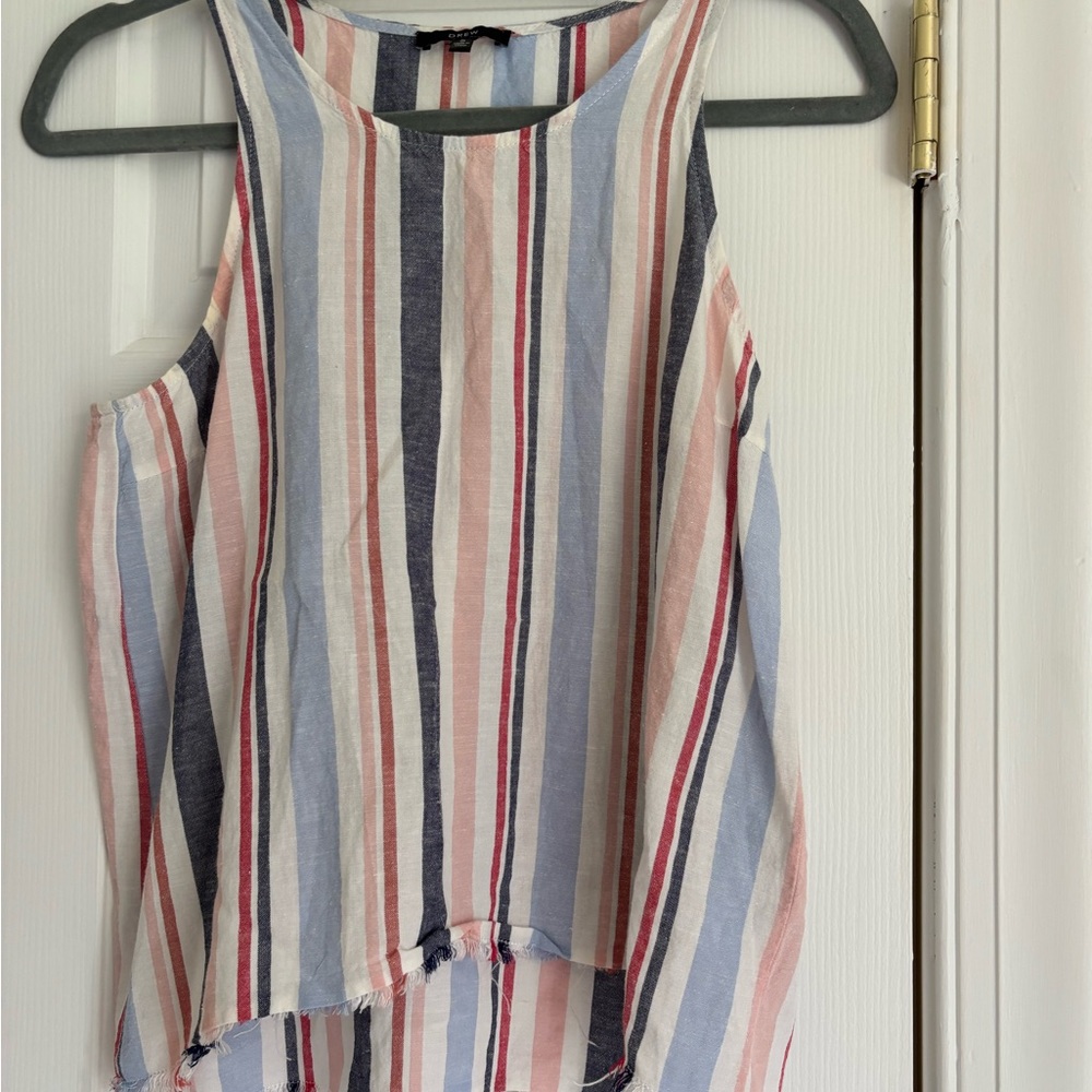 Drew Brand Striped Sleeveless Top - Multicolor linen. size small
